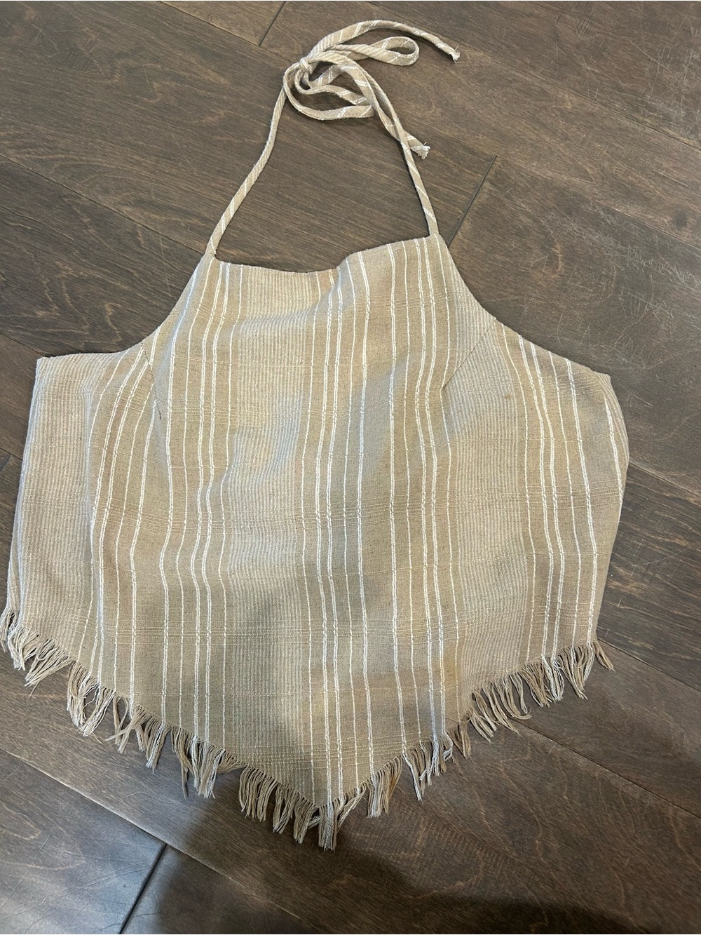 Honey Belle Beige & White Striped Halter Crop Top